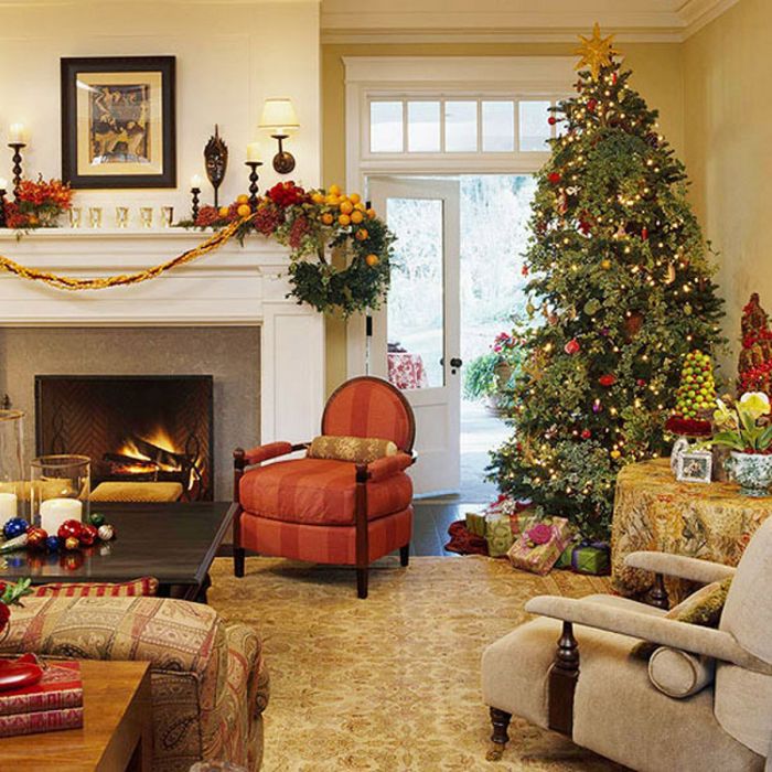 Christmas living room decoration ideas decorating navidad decorations magical rooms decorated decor tree great traditional holiday warm house fireplace red