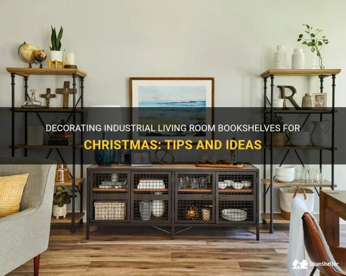 How to decorate industrial living room bookshelves