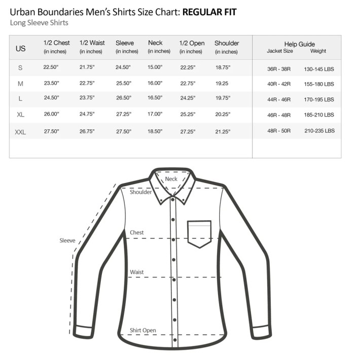 Mens dress shirt sizes