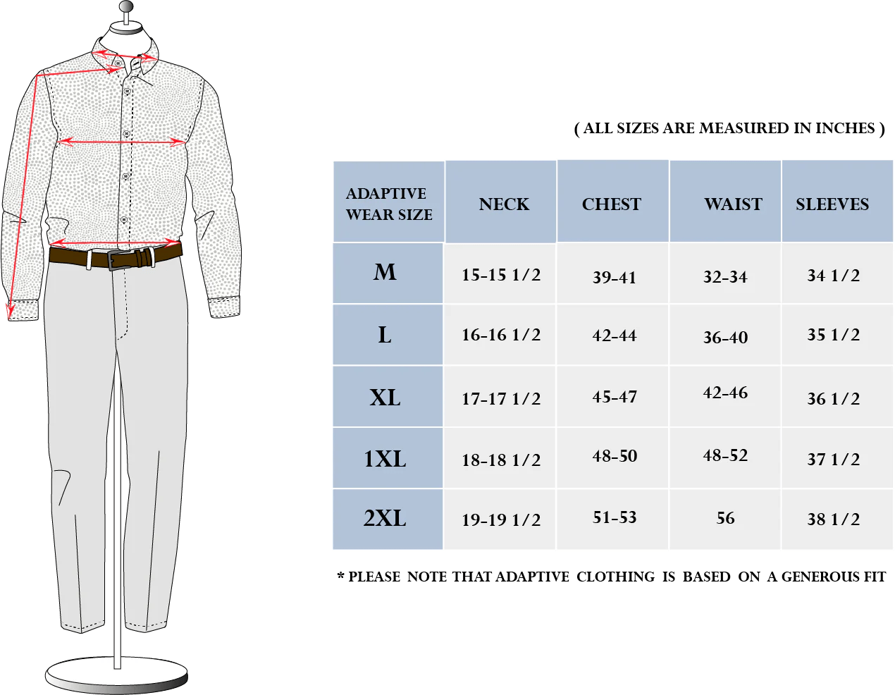 Sizing mens dress shirts