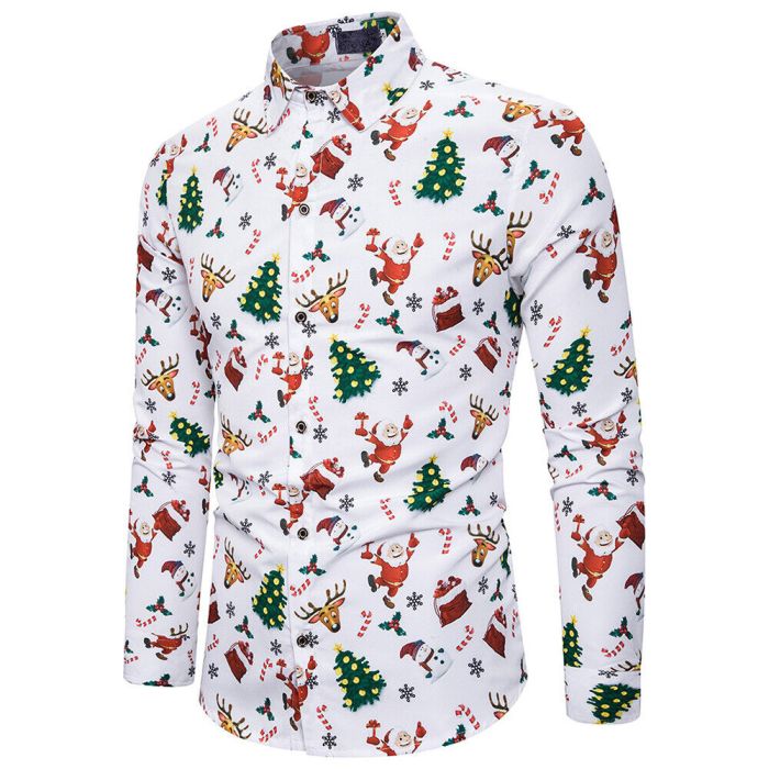 Long sleeve mens christmas dress shirts